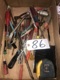 Assorted tools, tape measure