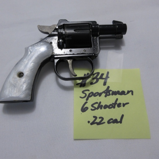 Sportsman 6 shooter .22 revolver w/pearl handle
