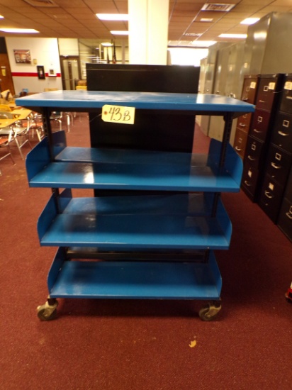4ft Blue metal shelf cart
