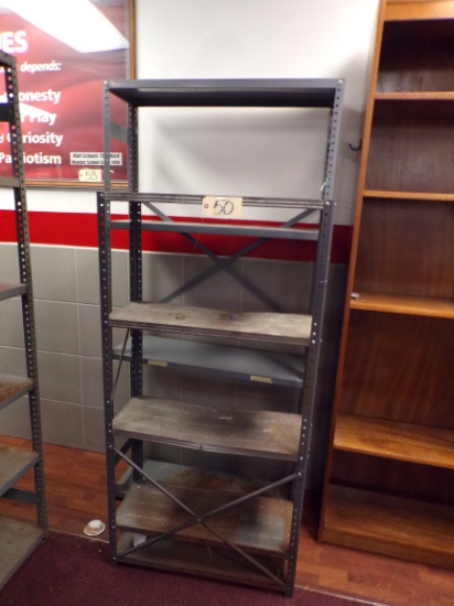 (2) Metal pallet shelves, 57" and 75" tall