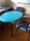 Blue oval table & (2) chairs