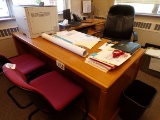 Wooden L shaped desk w/ office chair