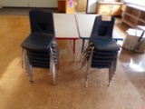 (13) Blue plastic child school chairs