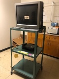 27in Sylvania TV w/ DVD/VHS player & cart