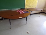 6ft Half moon table, 4ft table, and american flag