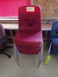 (6) Maroon plastic school chairs