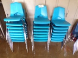 (22) Blue plastic school chairs