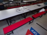 Retractable cafeteria table 10ft red bench