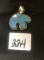 Sterling silver L.B. blue stone bear shaped pendant