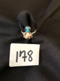 Small turquoise and brownstone Indian ring