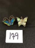 (2) Sterling Silver butterfly pins