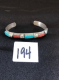 B&N Nastacio sterling and turquoise & coral cuff bracelet