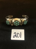Sterling silver and turquoise R. Dishta style cuff bracelet