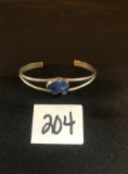 Sterling silver w/ blue bear shaped stone cuff bracelet