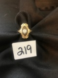 Gothic 14K gold and diamond filigree ring