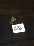Sterling silver and turquoise owl pin