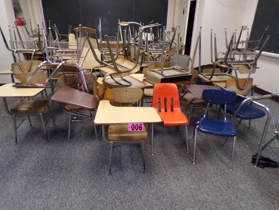 Approx. 30 assorted student desks & chairs, 2nd Floor, old building