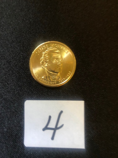 2008 "P" Presidential James Monroe gold $1 coin