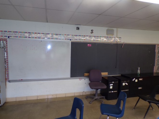 15 ft framed blackboard, white board, & bulletin board (Rm 304)