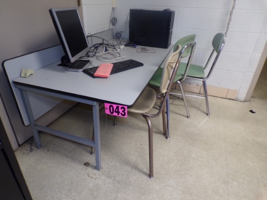Computer lab table & (3) chairs (Math rm)