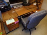 Wood office desk & chair (library)