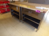 (2) SS prep tables w/ storage & formica countertops 75in x 20in (Kitchen)