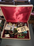 Jewelry case & contents of costume jewelry