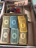 Monopoly money & game pieces