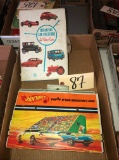 Miniature vintage car case, Hot Wheels & contents