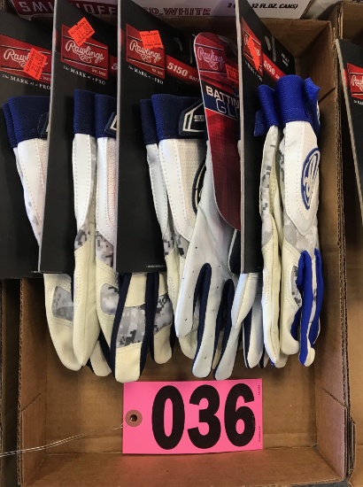 (5) Adult large batting gloves, assrtd. colors