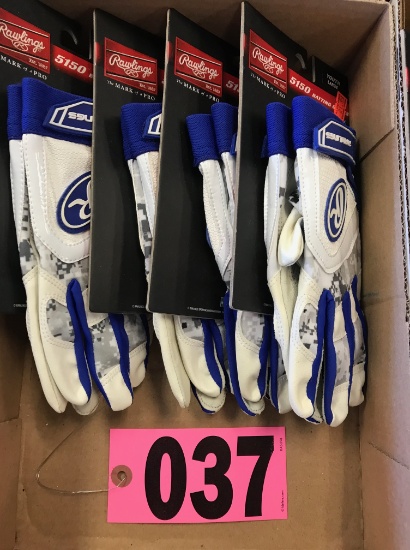 (4) Youth large batting gloves, royal/white