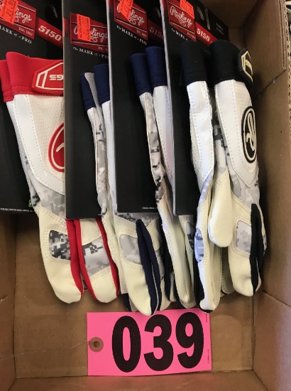 (4) Adult Xlarge batting gloves, assrtd. colors