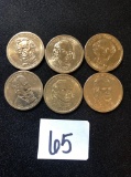 (6) Presidential Gold dollars: (2) Madison, Polk, Van Buren, Hayes, Pierce