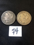 (2) 1900-O Morgan Silver dollars