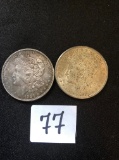 (1) 1921-S & (1) 1921 Morgan silver dollars