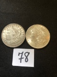 (2) 1921 Morgan silver dollars