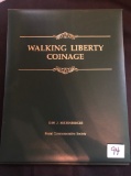 Walking Liberty Coinage green leather collection binder (empty)