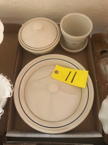 Pottery pie plate & cups