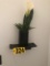 (2) Black floating wall shelves & décor  NO SHIPPING