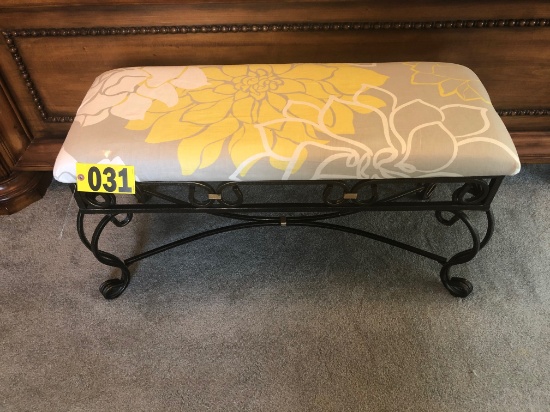 Wrought iron padded bench  - NO SHIPPING NO SHIPPING