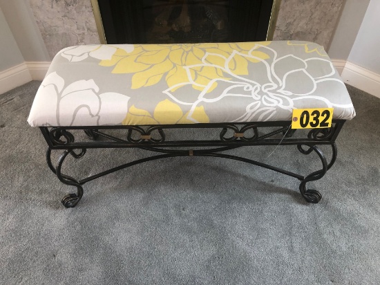 Wrought iron padded bench  - NO SHIPPING NO SHIPPING