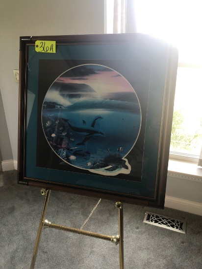 Wyland 1990 framed print w/ brass easel - NO SHIPPING NO SHIPPING