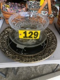 Lg. decorative plate, glassware, bowl & platter  NO SHIPPING