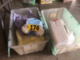 (2) Plastic tubs of stuffed animals, slippers  NO SHIPPING