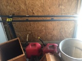 (2) Gas cans, hose, broom  NO SHIPPING