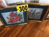 (2) Canvas framed floral Hawaain prints, Peggy Chun (?) NO SHIPPING