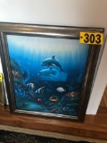 Lg. framed Lewis undersea painting  NO SHIPPING