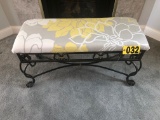 Wrought iron padded bench  - NO SHIPPING NO SHIPPING