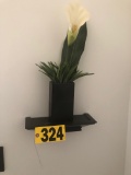 (2) Black floating wall shelves & décor  NO SHIPPING