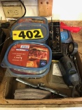 Assrtd hardware, wrenches, drill bits, & straight line chalk  NO SHIPPING